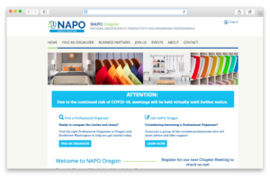 The Wild Apricot website for NAPO Oregon after its migration from WordPress