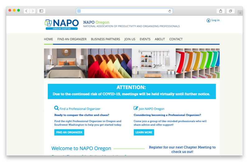 The Wild Apricot website for NAPO Oregon after its migration from Wordpress